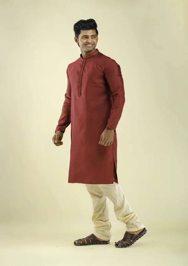 Nawab Parker Nawab Parker Men's Maroon Color Kurta Pajama left view