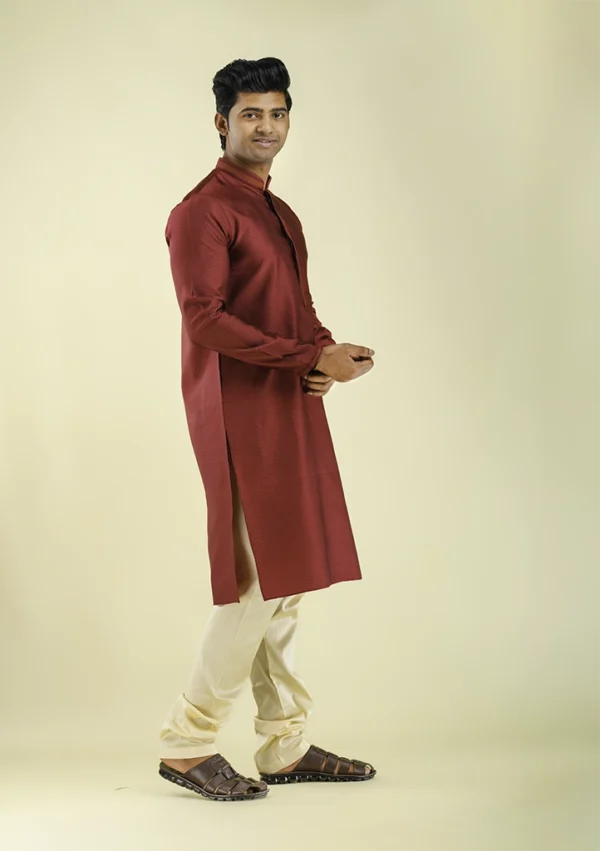 Nawab Parker Nawab Parker Men's Maroon Color Kurta Pajama right view