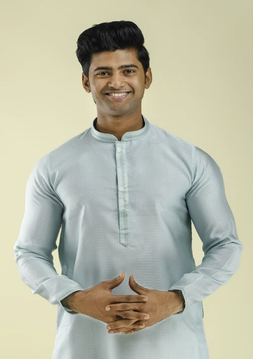 Nawab Parker Nawab Parker Men's Stylish Kurta Pajama for Eid half front view