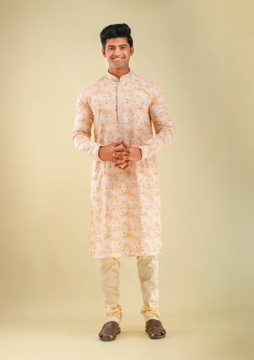 Nawab Parker Nawab Parker Premium Threadwork on Printed Kurta Pajama Set front full view