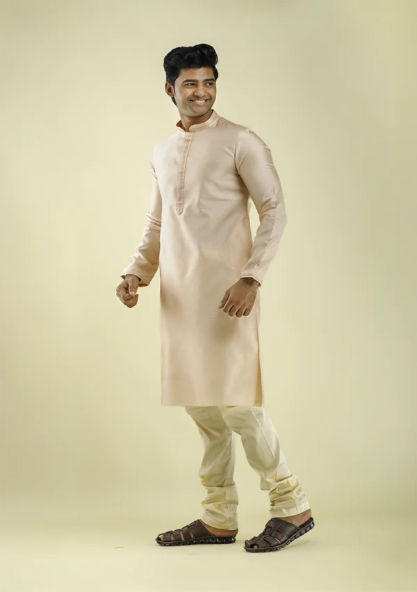 Nawab Parker Party Wear Peach Colour Kurta Pajama with Art Silk Fabric left view
