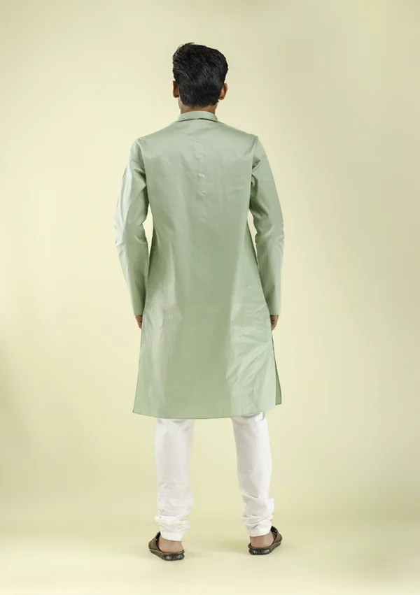 Nawab Parker Pista Colour Kurta Pajama for Ethnic Occasions back view