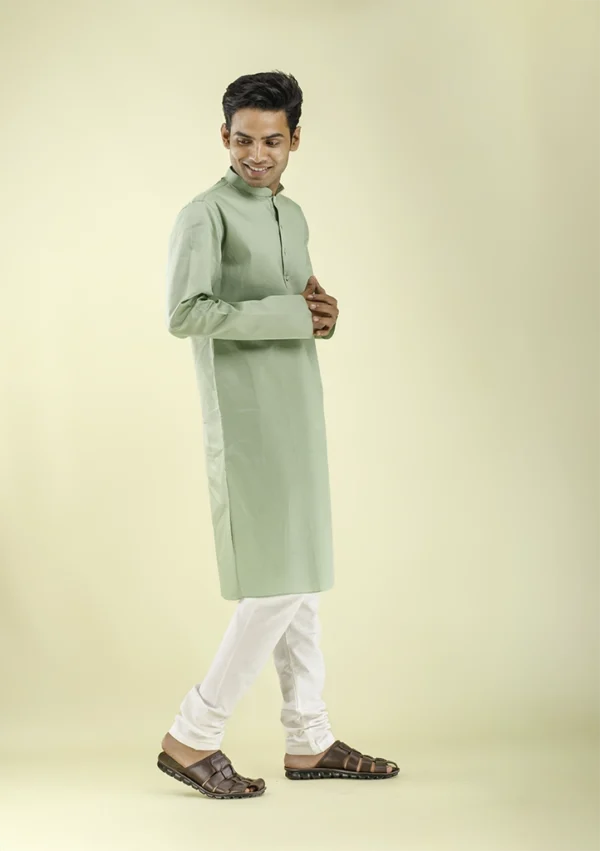 Nawab Parker Pista Colour Kurta Pajama for Ethnic Occasions right view
