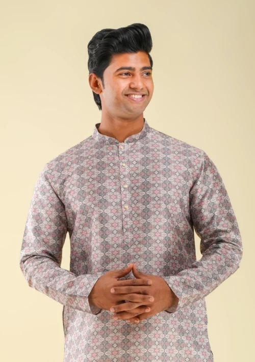 Nawab Parker Printed Kurta Pajama New Design with Subtle Texture front kurta view
