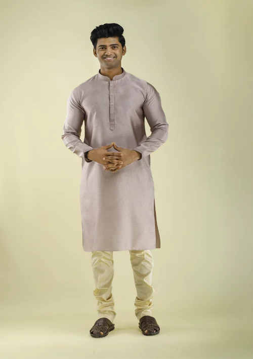 Nawab Parker Shop Stylish Onion Purple Kurta Pajama Set for Men front view