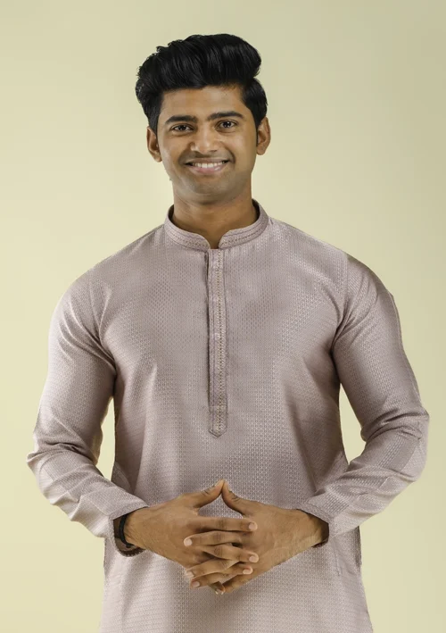 Nawab Parker Shop Stylish Onion Purple Kurta Pajama Set for Men half front view