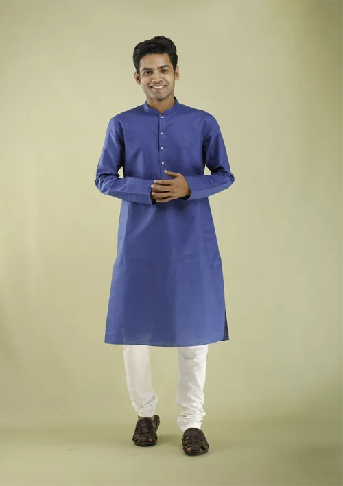 Nawab Parker Traditional Men's Blue Kurta Pajama for Ethnic Events front view