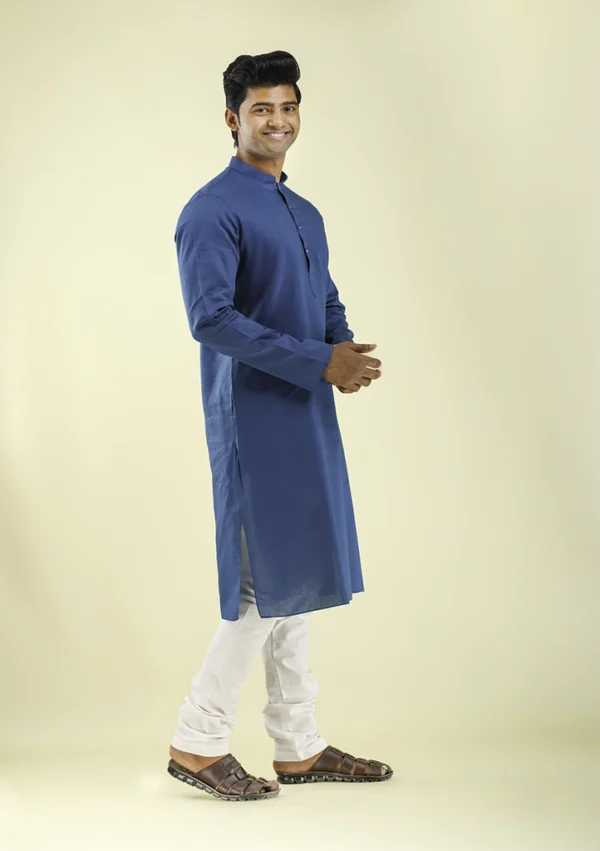 Nawab Parker Shop Casual Blue Kurta Pajama New Style right view