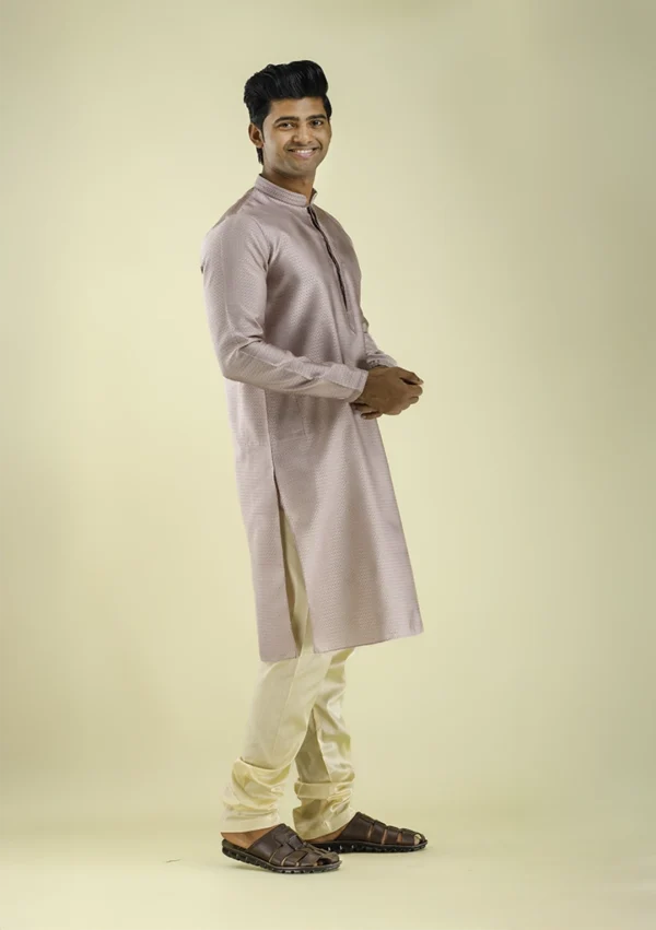 Nawab Parker Shop Stylish Onion Purple Kurta Pajama Set for Men right view