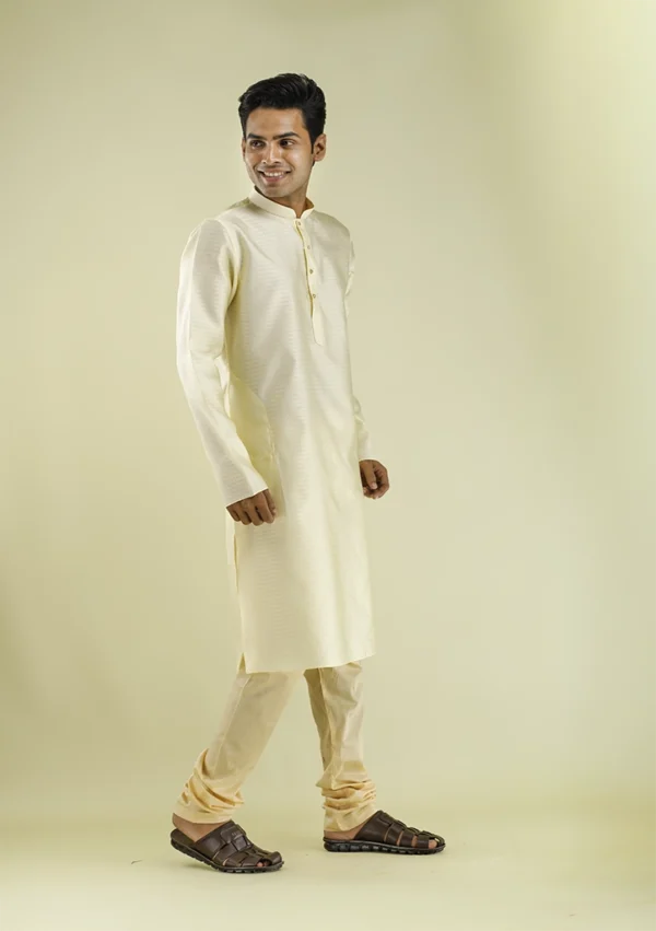 Nawab Parker Nawab Parker Party Wear Cream Color Kurta Pajama right view