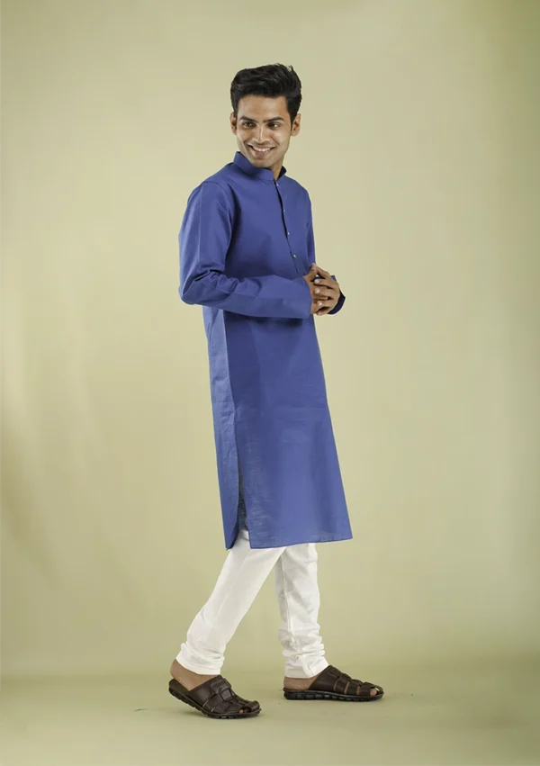 Nawab Parker Traditional Men's Blue Kurta Pajama for Ethnic Events right view