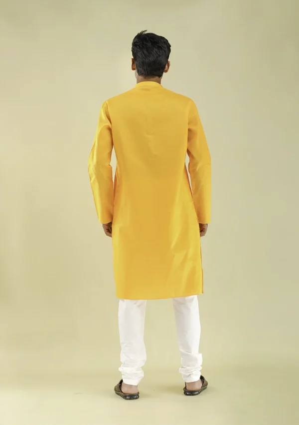 Nawab Parker Stylish Yellow Kurta Pajama for Men Everyday Ethnic Wear back view