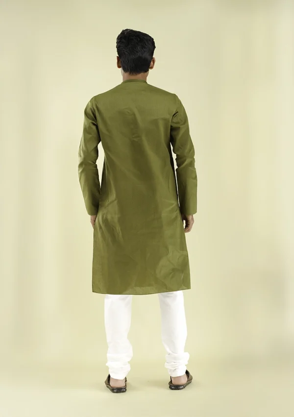 Nawab ParkerShop Nawab Parker Olive Green Kurta Set for Men back view
