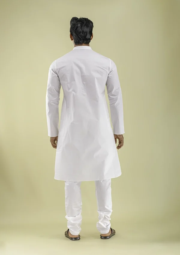 Nawab Parker Stylish White Kurta Pajama for Men Festive Charm back view