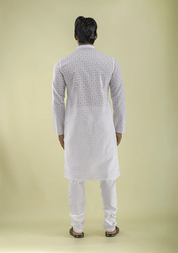 Nawab Parker Traditional Ethnic Wear White Kurta Pajama for Men back view
