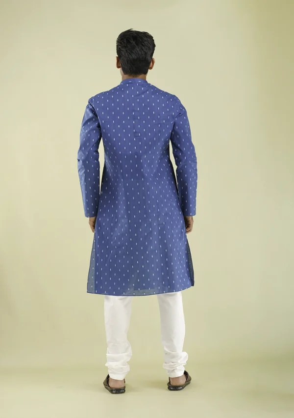 Nawab Parker Nawab Parker Royal Blue Kurta Pajama For Men back view