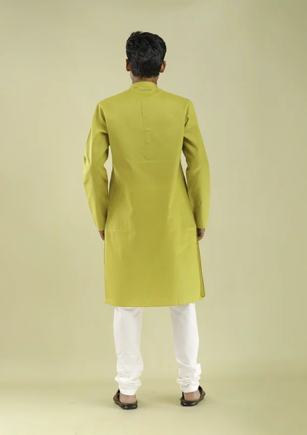 Nawab Parker Trendy Yellow Kurta Pajama Latest Design for Men back view