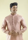 Nawab Parker Shop Brand New Onion Pink Kurta Pajama for Men half front view
