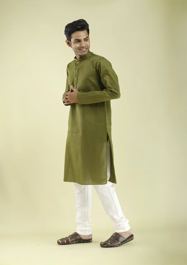 Nawab ParkerShop Nawab Parker Olive Green Kurta Set for Men left view
