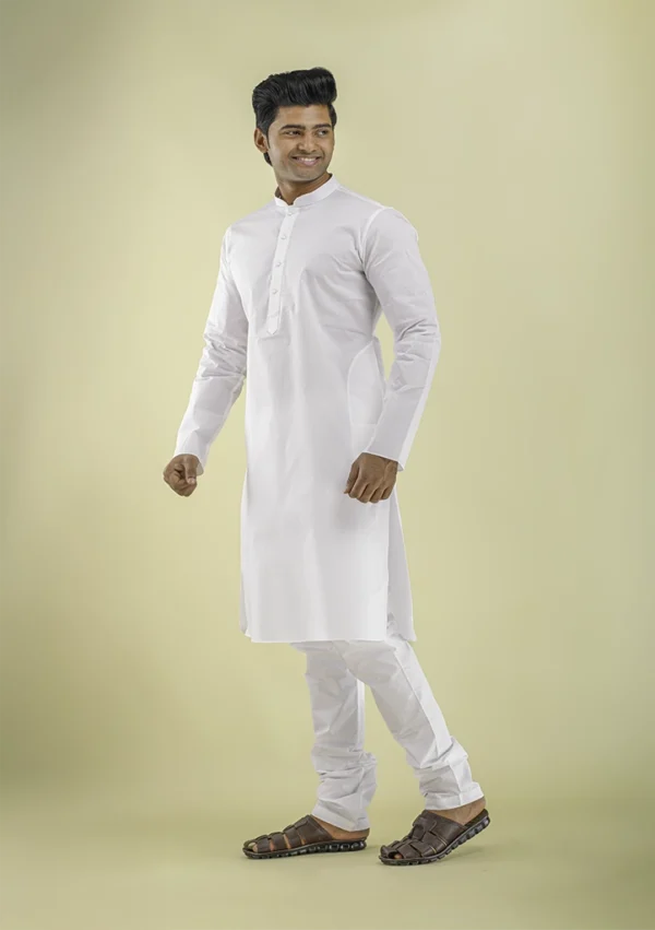 Nawab Parker Stylish White Kurta Pajama for Men Festive Charm left view