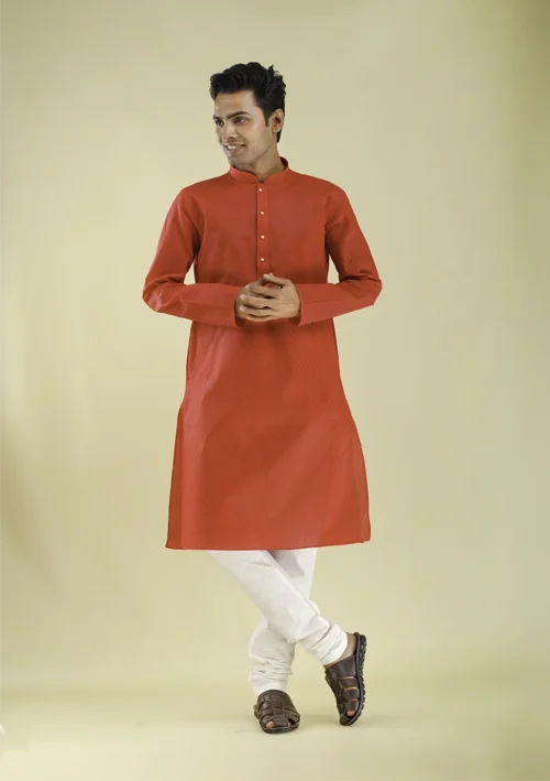 Nawab Parker Brand new Red Kurta Pajama for Men front view