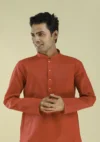 Nawab Parker Brand new Red Kurta Pajama for Men half front view