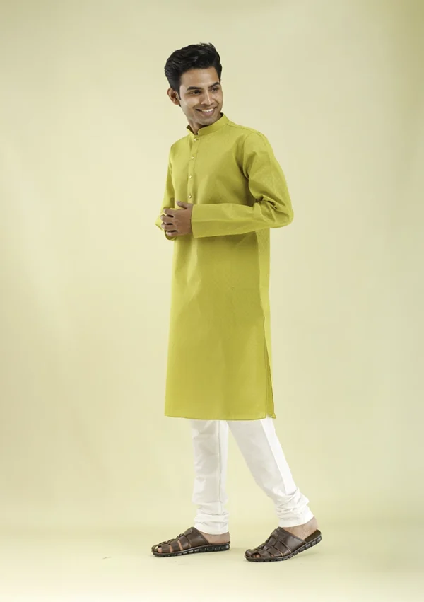 Nawab Parker Buy Designer Mustard Colour Kurta Pajama for Men left view