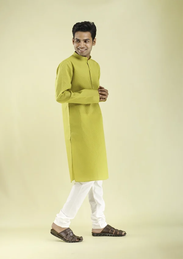 Nawab Parker Buy Designer Mustard Colour Kurta Pajama for Men right view