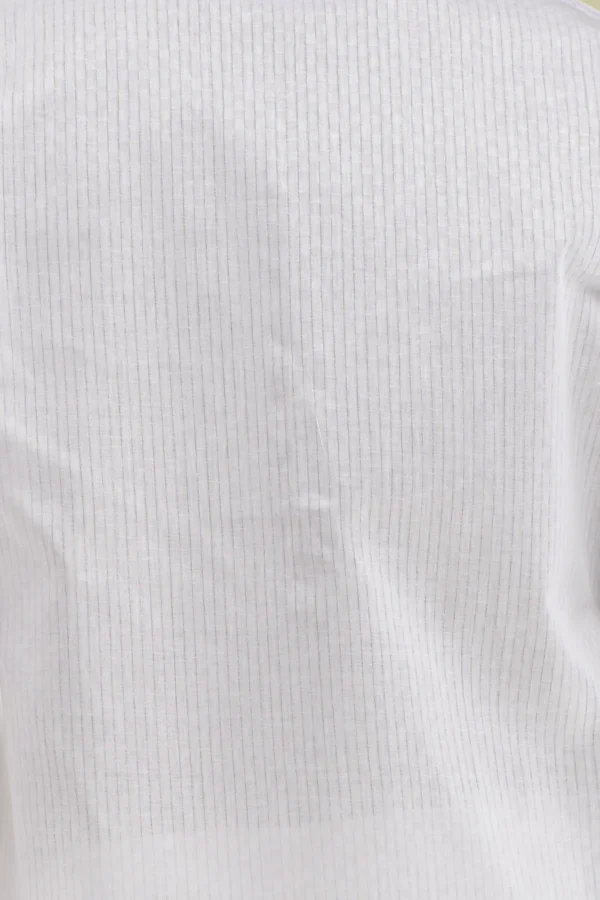 Nawab Parker Buy Nawab Parker Textured White Kurta Pajama for Men close up view
