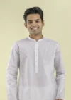 Nawab Parker Buy Nawab Parker Textured White Kurta Pajama for Men half front view