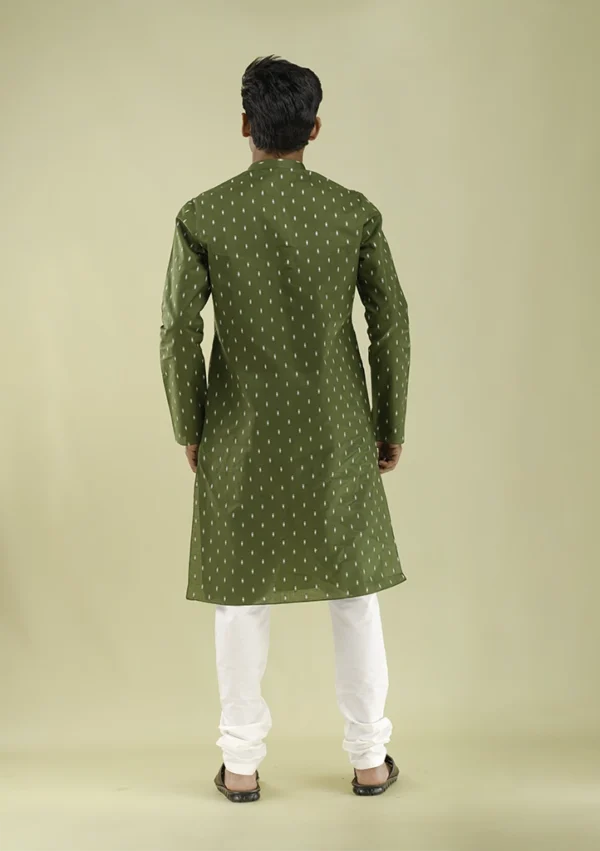 Nawab Parker Clean White Motif Print Kurta Pajama for Men back view