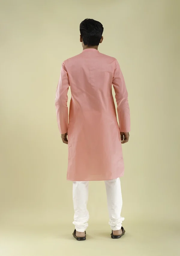 Nawab Parker Men’s Soft Pink Colour Kurta Pajama for Ethnic Charm back view