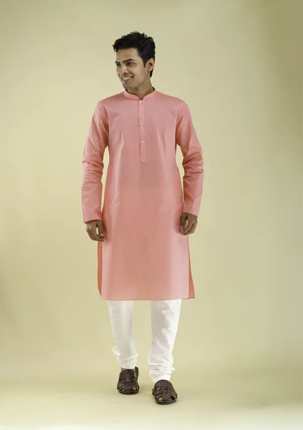 Nawab Parker Men’s Soft Pink Colour Kurta Pajama for Ethnic Charm front view