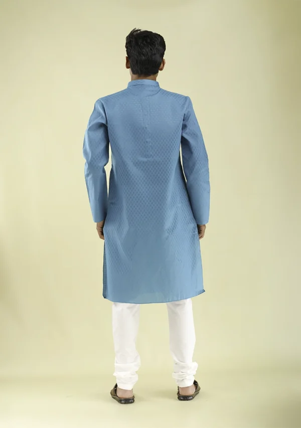 Nawab Parker Nawab Parker New Fashion Blue Kurta Pajama For Men back view
