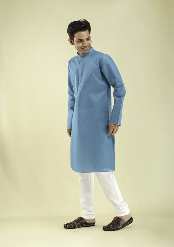 Nawab Parker Nawab Parker New Fashion Blue Kurta Pajama For Men left view