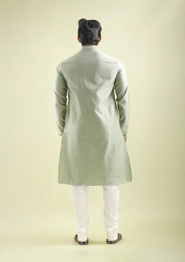 Nawab Parker Pista Green Party Wear Kurta Pajama for Men back view