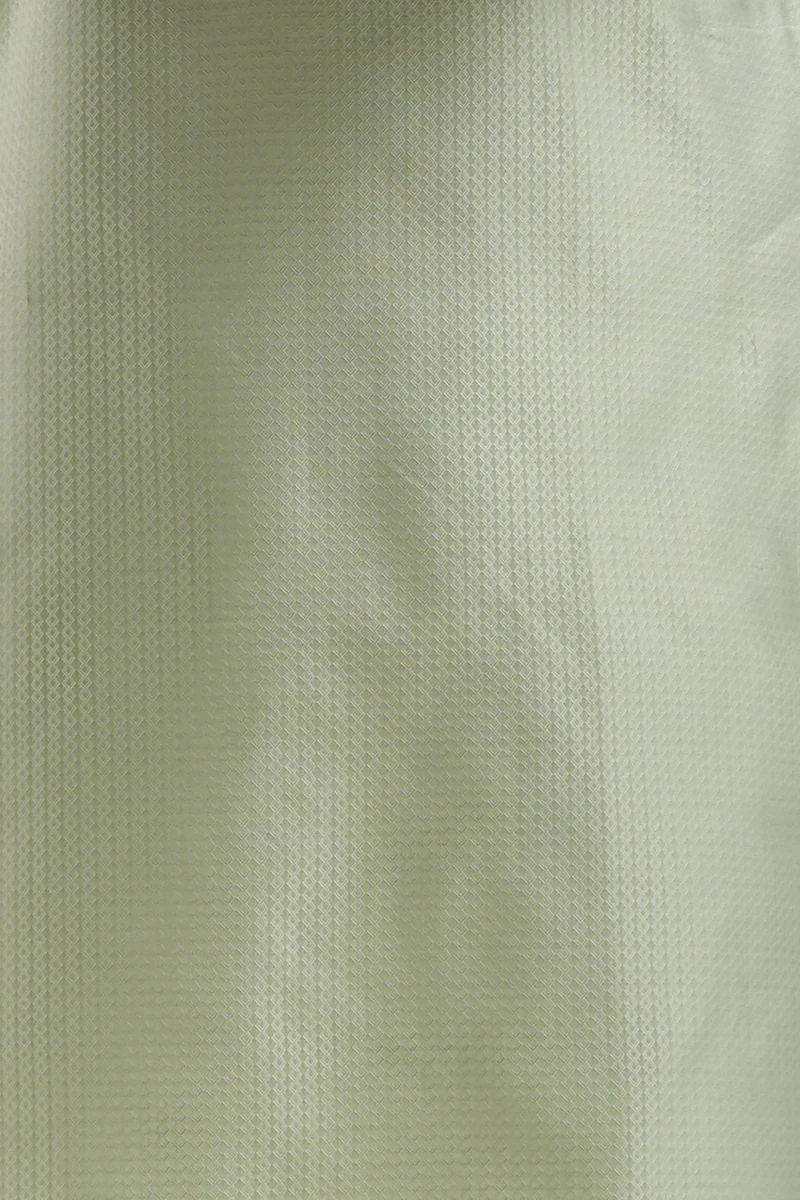 Nawab Parker Pista Green Party Wear Kurta Pajama for Men close up view