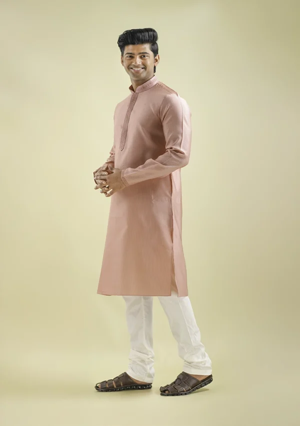 Nawab Parker Shop Brand New Onion Pink Kurta Pajama for Men left view