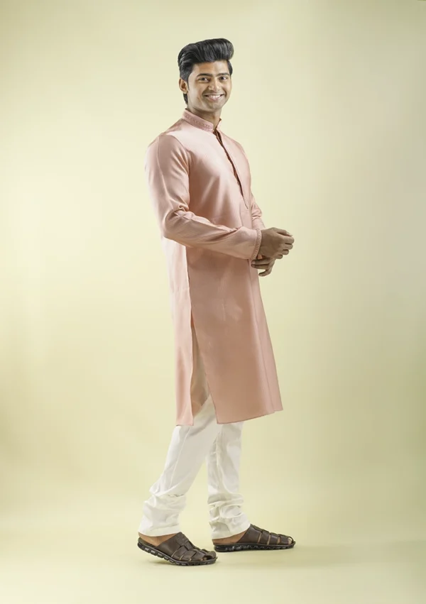 Nawab Parker Shop Brand New Onion Pink Kurta Pajama for Men right view