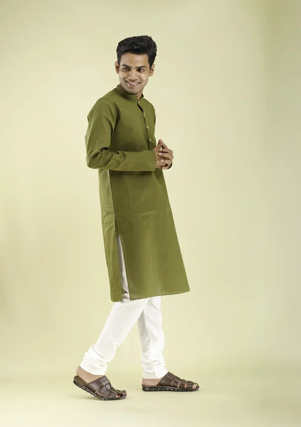 Nawab ParkerShop Nawab Parker Olive Green Kurta Set for Men right view