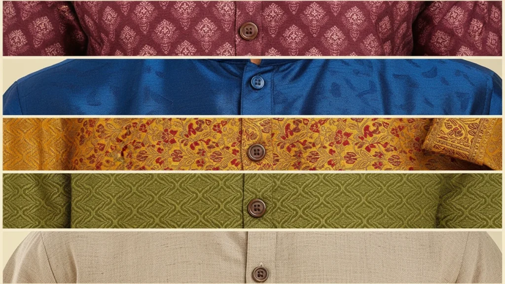 collage of fabrics in kurta